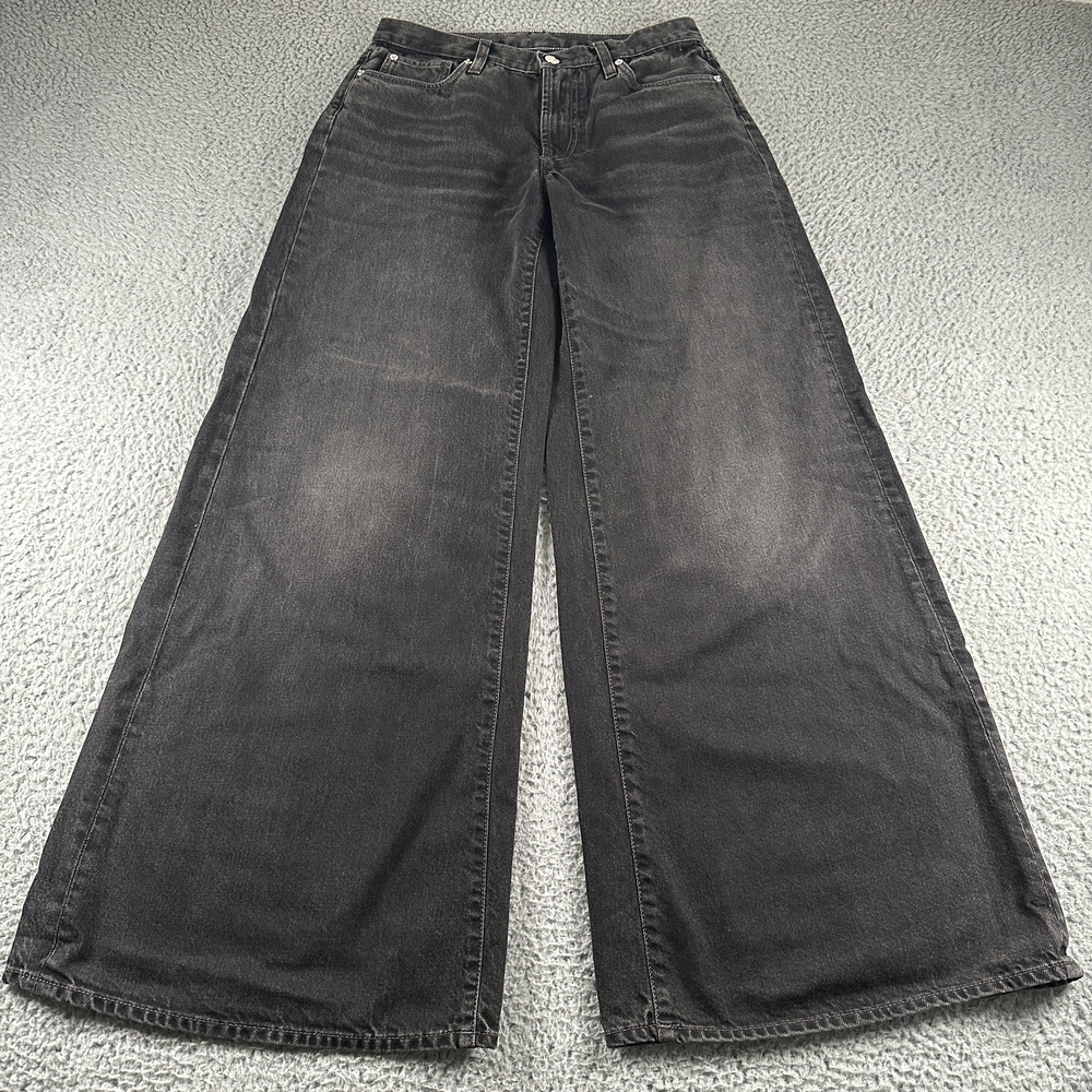 VIAVIA Jeans Womens 26 Low Baggy Wide Leg Washed Black Denim The Low And Baggy